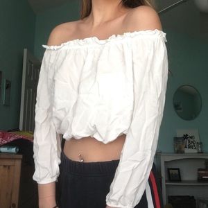 Brandy Melville Maura Top- White Off the Shoulder